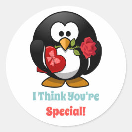 Classroom Valentijnsdag Penguin Heart Ronde Sticker