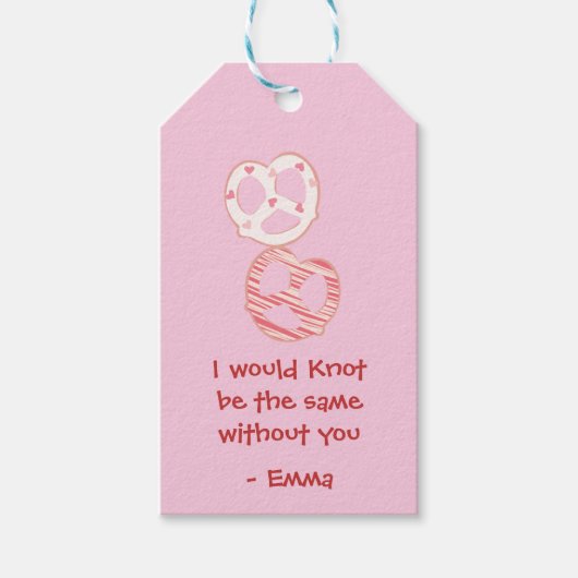 Classroom Valentijnsdag Pretzel Knots Gift Label Cadeaulabel (Voorkant)