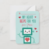 Classroom Valentijnsdag Robot piept Kaart Notitiekaartje (Voorkant)