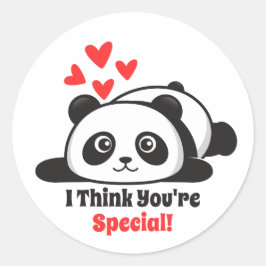 Classroom Valentijnsdag Schattige Panda rode harte Ronde Sticker