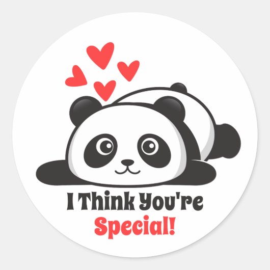 Classroom Valentijnsdag Schattige Panda rode harte Ronde Sticker (Voorkant)
