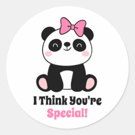 Classroom Valentijnsdag Schattige Panda Roze Bow Ronde Sticker