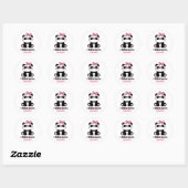 Classroom Valentijnsdag Schattige Panda Roze Bow Ronde Sticker (Vel)