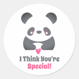 Classroom Valentijnsdag Schattige Panda Roze Hart Ronde Sticker