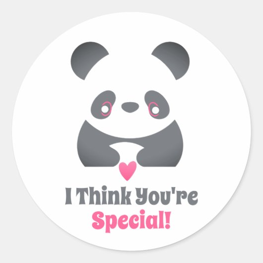 Classroom Valentijnsdag Schattige Panda Roze Hart Ronde Sticker (Voorkant)