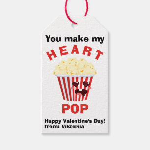 Classroom Valentijnsdag Schattige Popcorn rood Cadeaulabel