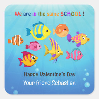 Classroom-Valentijnsdag Vierkante Sticker