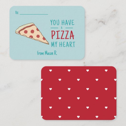 Classroom Valentijnse  Pizza van mijn hart Notitiekaartje (Voorkant / Achterkant)