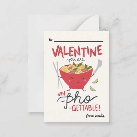Classroom Valentine Card- Un-Pho-Gettable- White Notitiekaartje (Voorkant)