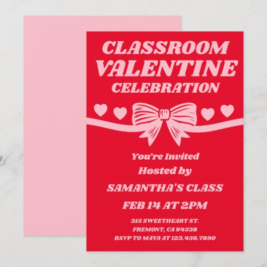 Classroom Valentine Celebration Kaart (Voorkant / Achterkant)