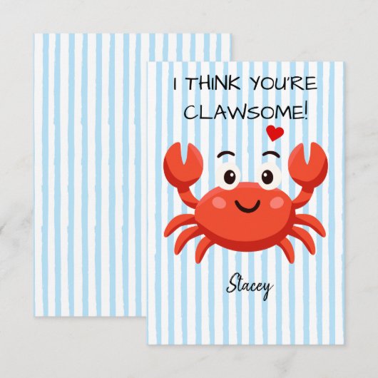 Classroom Valentine "I think you're claw-some" (Voorkant / Achterkant)