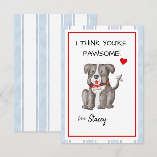Classroom Valentine "I think you're Paw-some" (Voorkant / Achterkant)