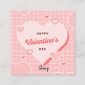 Classroom Valentine Pink and White Grid Design Informatiekaartje (Voorkant)
