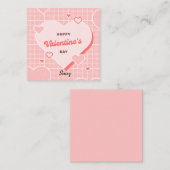 Classroom Valentine Pink and White Grid Design Informatiekaartje (Voorkant / Achterkant)