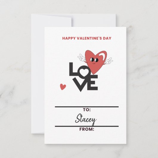 Classroom Valentine Red Heart Card (Voorkant)