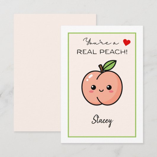 Classroom Valentine "You're a Real Peach" (Voorkant / Achterkant)