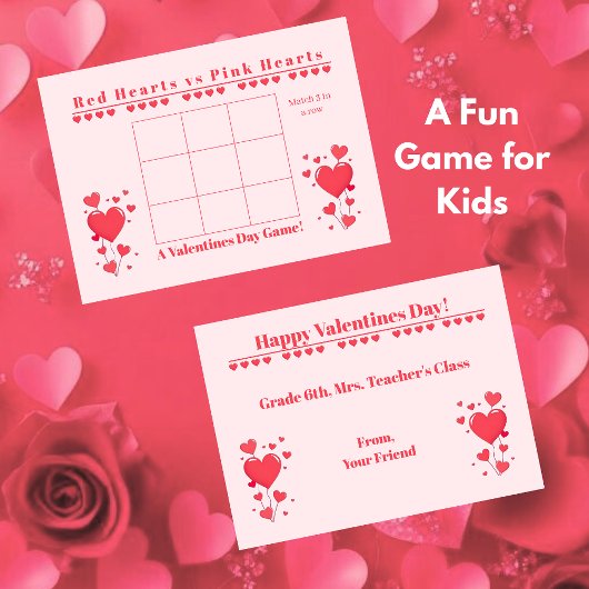 Classroom Valentine's Day Card Game-3 in a Row Notitiekaartje