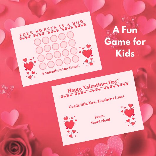 Classroom Valentine's Day Card Game-Four in a Row Notitiekaartje