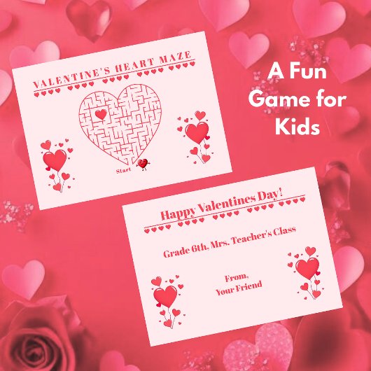 Classroom Valentine's Day Card Game-Maze Notitiekaartje