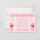 Classroom Valentine's Day Card Game-Word Search Notitiekaartje (Voorkant)
