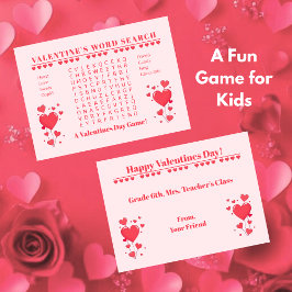 Classroom Valentine's Day Card Game-Word Search Notitiekaartje