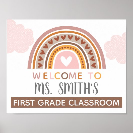 Classroom Welkomstdeur in Muted Boho Rainbow Poster (Voorkant)