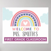 Classroom Welkomstdeur in Muted Boho Rainbow Poster (Voorkant)