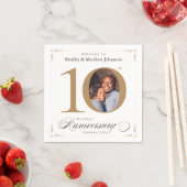 Classy 10th Jubileum Calligraphy White Gold Servet (Insitu)