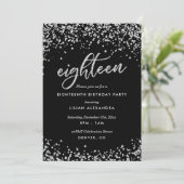 Classy 18th Birthday Invitation, Sparkly Confetti Kaart (Staand voorkant)