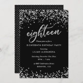 Classy 18th Birthday Invitation, Sparkly Confetti Kaart (Voorkant / Achterkant)