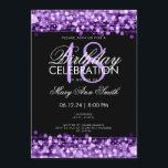 Classy 18th Birthday Party Sparkles Paars Kaart<br><div class="desc">Elegant en de 18e verjaardag van de Dag van de Aarde Sparkles Paarse sjabloon van de uitnodiging. Lichten,  snaren en sparken. Overeenkomende producten beschikbaar.</div>