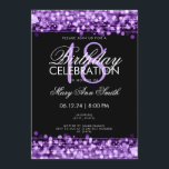 Classy 18th Birthday Party Sparkles Paars Kaart<br><div class="desc">Elegant en de 18e verjaardag van de Dag van de Aarde Sparkles Paarse sjabloon van de uitnodiging. Lichten,  snaren en sparken. Overeenkomende producten beschikbaar.</div>