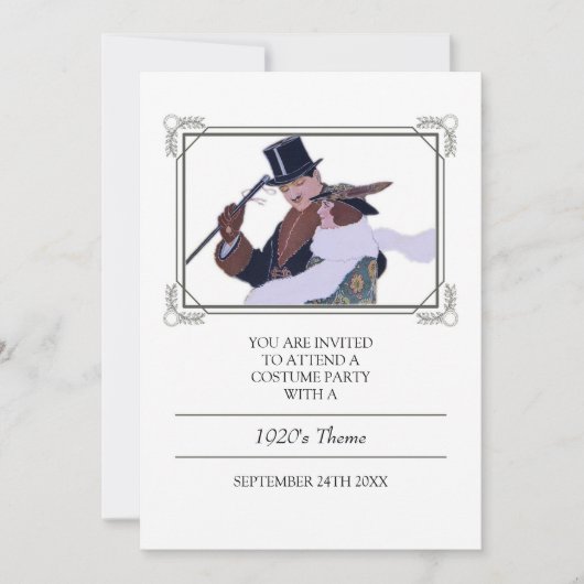 Classy 1920's Theme Costume Party Invitation Kaart (Voorkant)