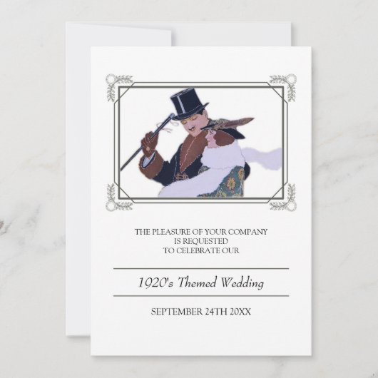 Classy 1920's Theme Wedding Invitation Kaart (Voorkant)