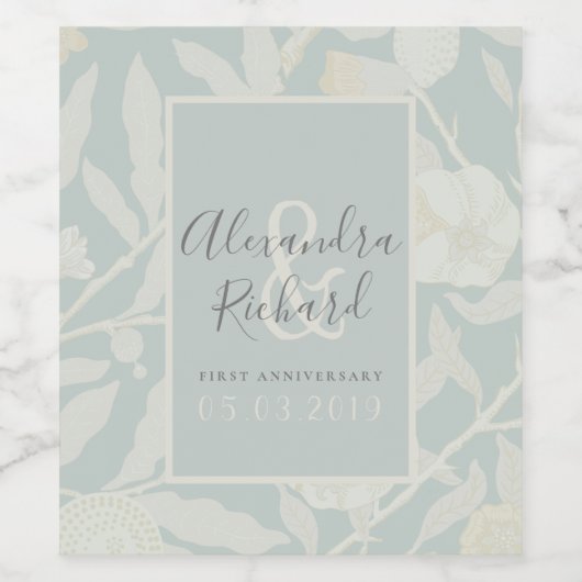 Classy 1e trouwdag wijn etiket (Enkel label)