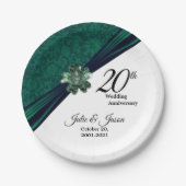 Classy 20th Emerald Wedding Jubileum Design Papieren Bordje (Voorkant)
