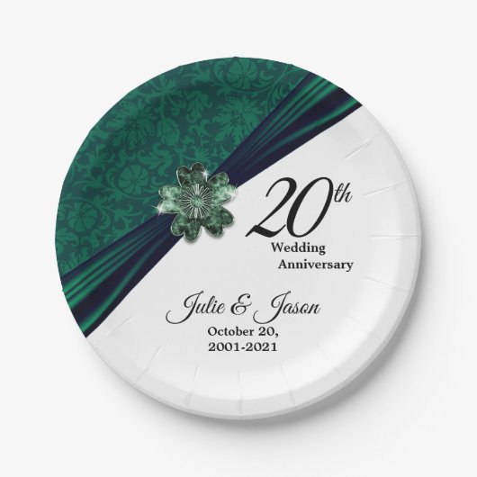 Classy 20th Emerald Wedding Jubileum Design Papieren Bordje