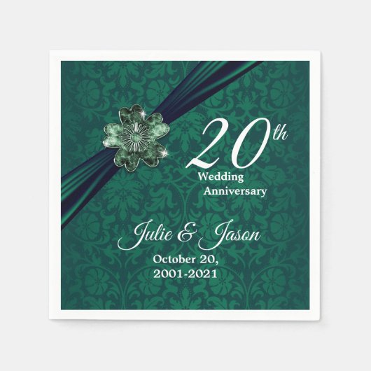 Classy 20th Emerald Wedding Jubileum Servetten (Voorkant)
