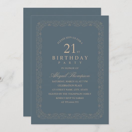 Classy  21e verjaardag Elegant Simple Kaart (Voorkant / Achterkant)