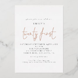 Classy 21st Birthday Party Script White - wit Folie Uitnodiging