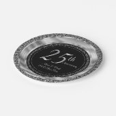 Classy 25th Silver and Black Wedding Jubileum Papieren Bordje (Gekanteld)