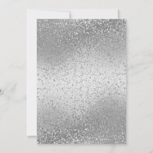 Classy 25th Silver Glitter Jubileum Invitation Kaart (Achterkant)