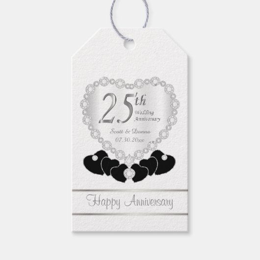 Classy 25th Silver Wedding Jubileum Cadeaulabel (Voorkant)