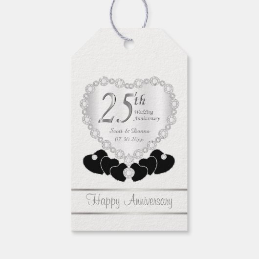 Classy 25th Silver Wedding Jubileum Cadeaulabel (Achterkant)
