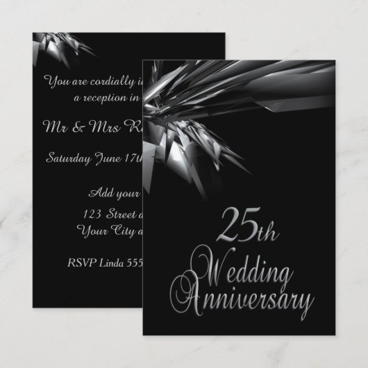 Classy 25th Wedding Jubileum Uitnodiging (Voorkant / Achterkant)