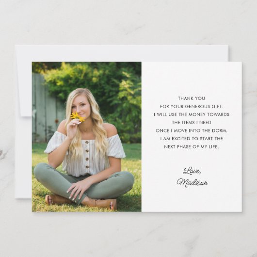 Classy 2 Foto Afstuderen Hartelijk dank Bedankkaart (Achterkant)