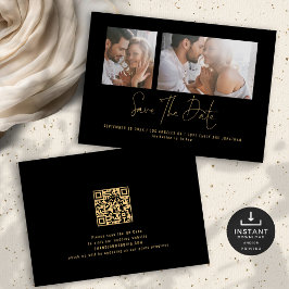 Classy 2 foto's Goud Zwart Bruiloft Save The Date