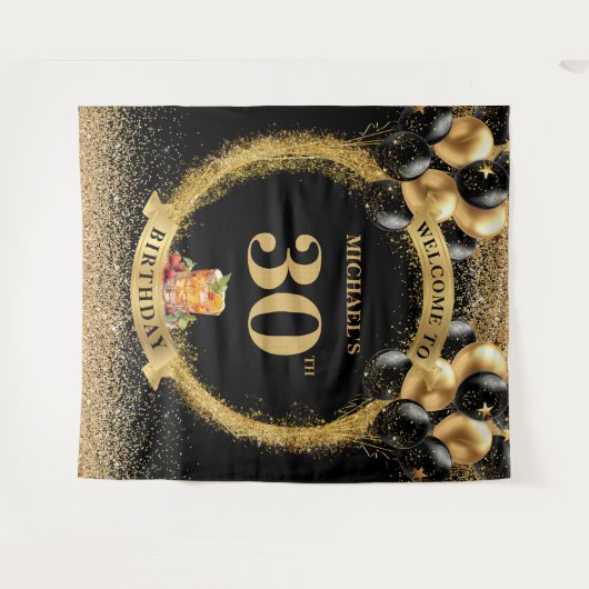 Classy 30e Man Verjaardag Whiskey Party Tapestry Wandkleed (Voorkant (horizontaal))