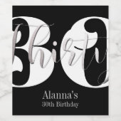 Classy 30e verjaardagsfeestje wijn etiket (Enkel label)