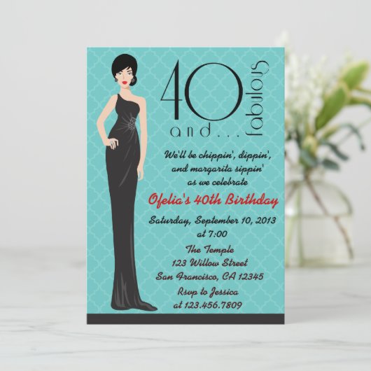 Classy 40th Birthday Invitation Kaart (Staand voorkant)